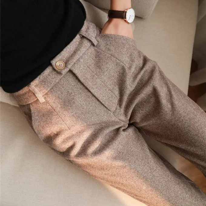Herringbone Wool Trousers