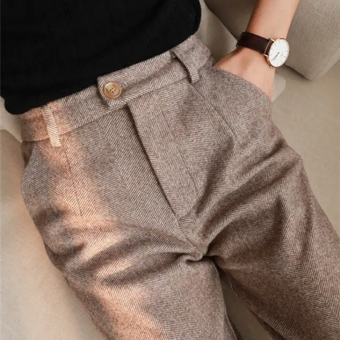 Herringbone Wool Trousers