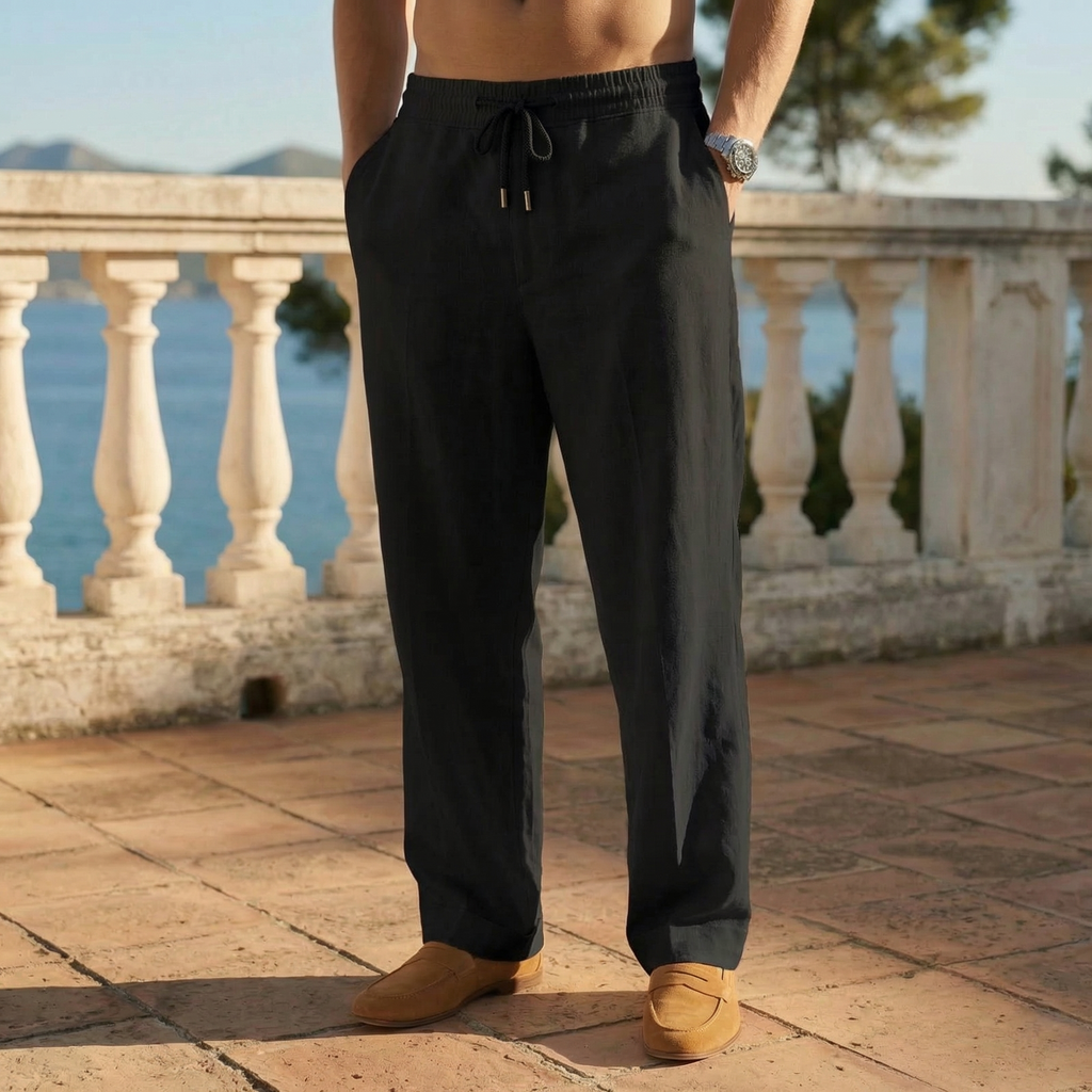 Linen-Blend Easy Trousers