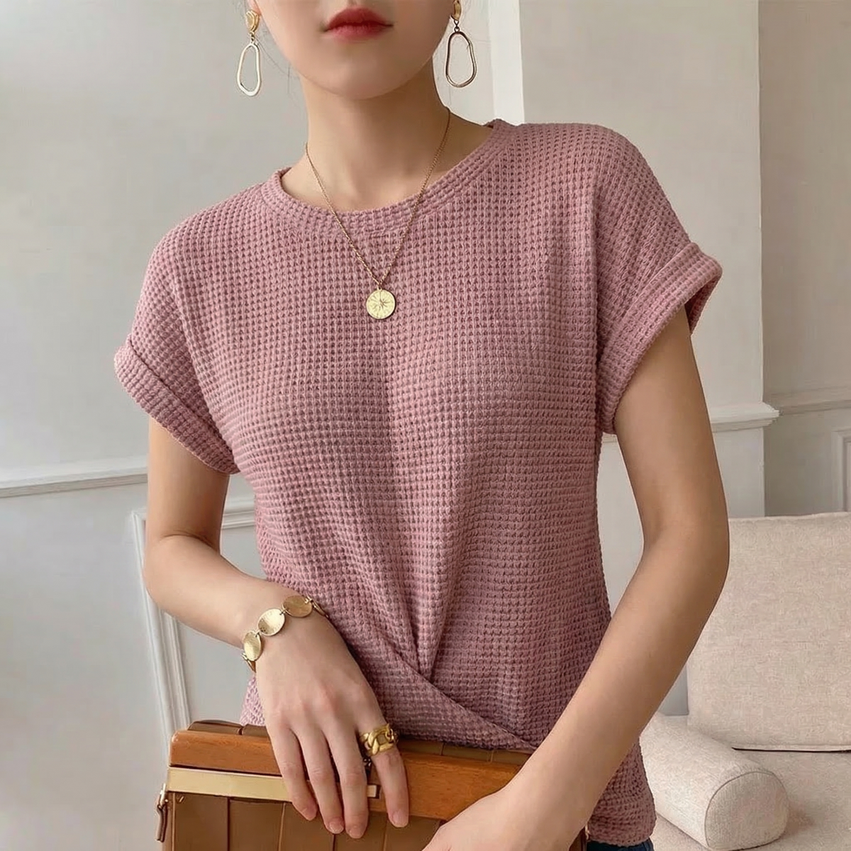 Waffle Knit Top