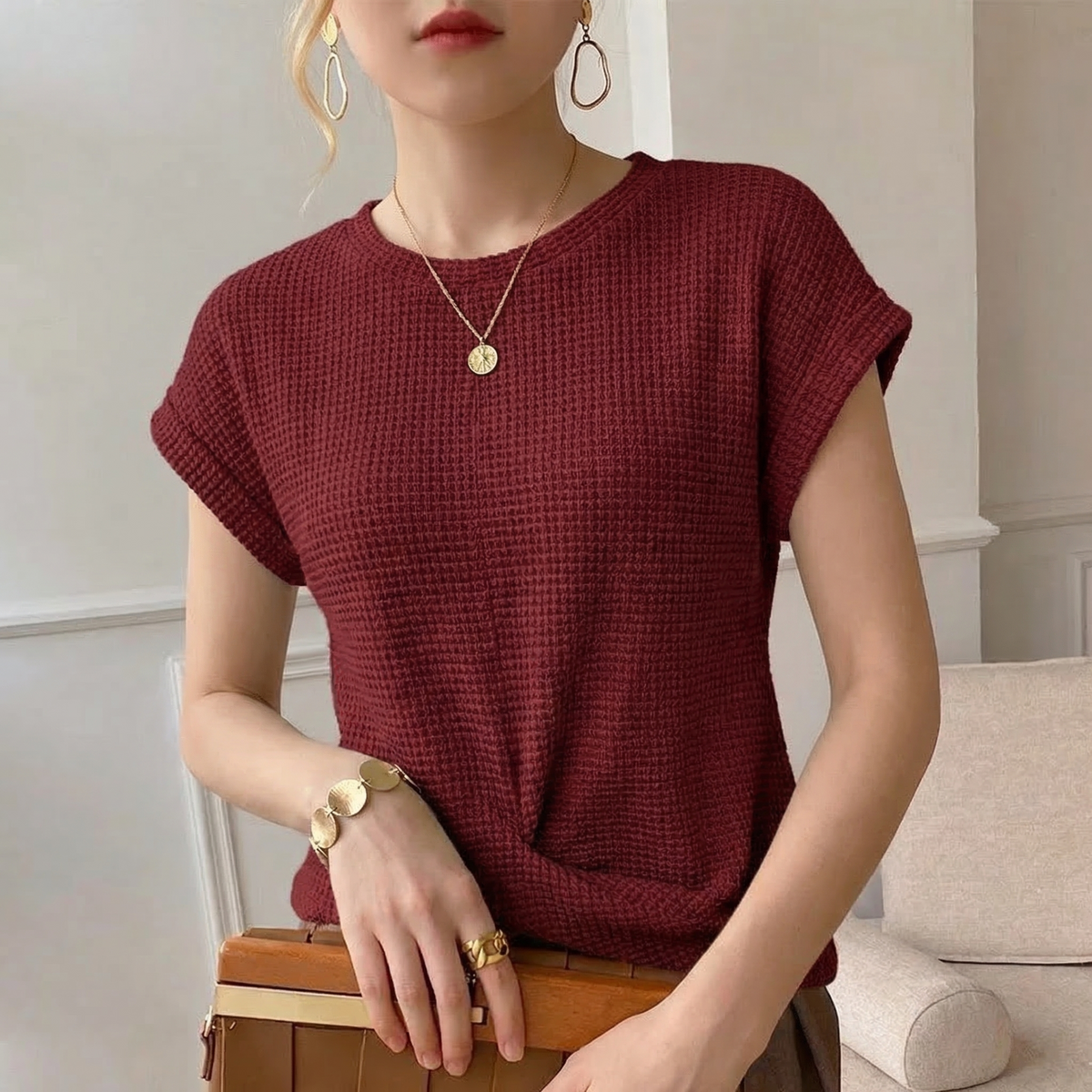 Waffle Knit Top