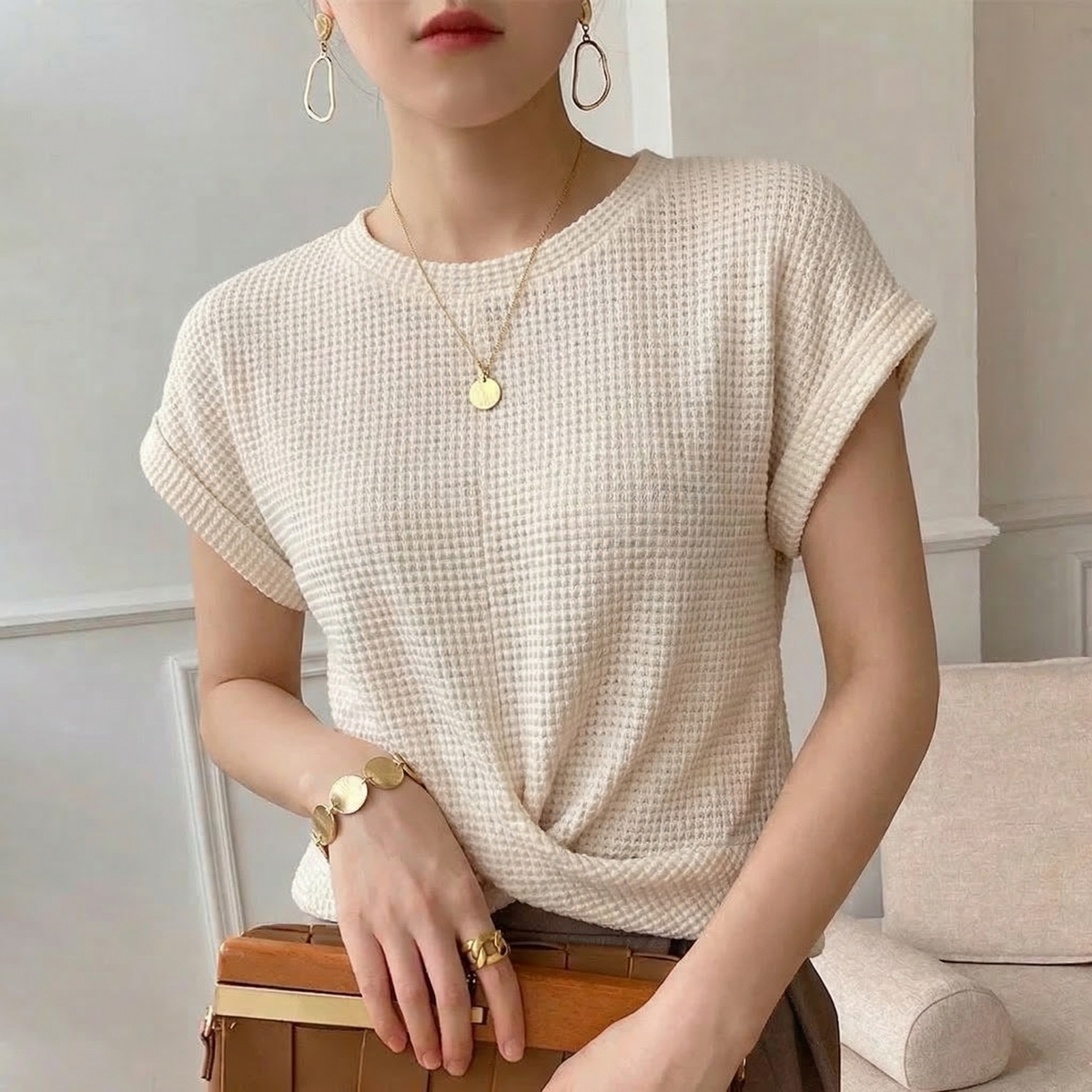 Waffle Knit Top