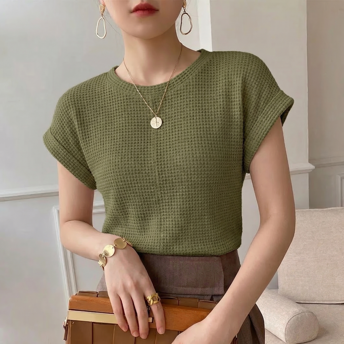 Waffle Knit Top
