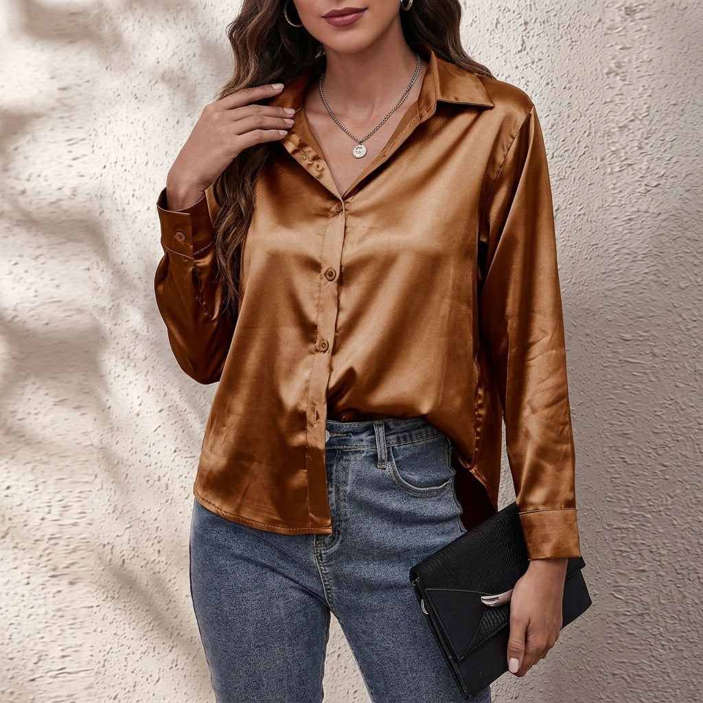 Silk Button-Front Shirt