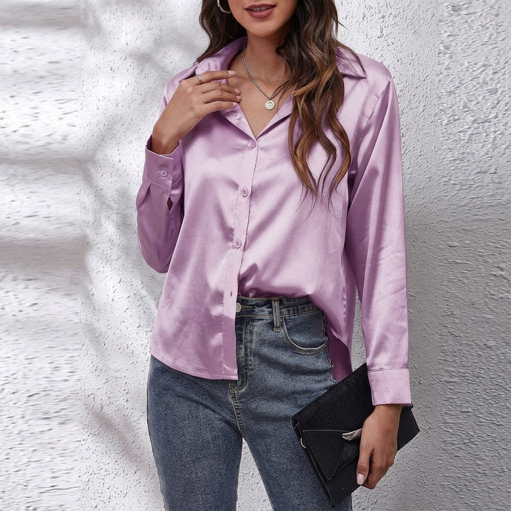 Silk Button-Front Shirt