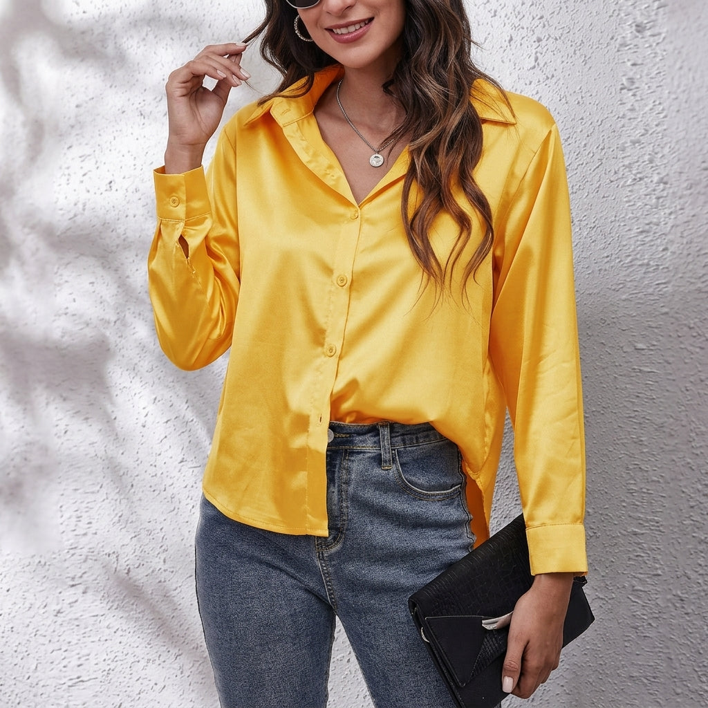 Silk Button-Front Shirt