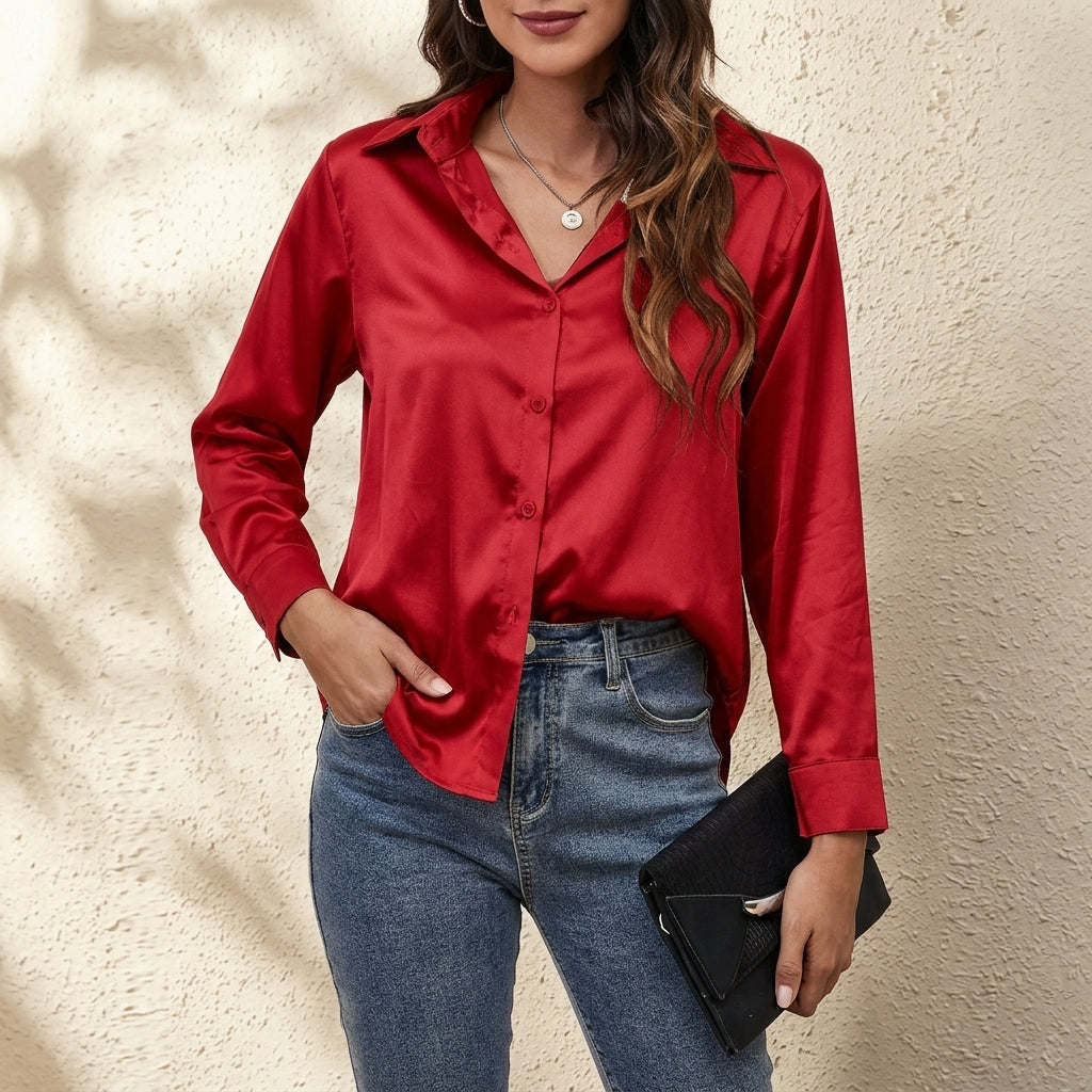 Silk Button-Front Shirt