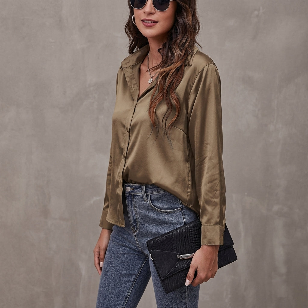 Silk Button-Front Shirt