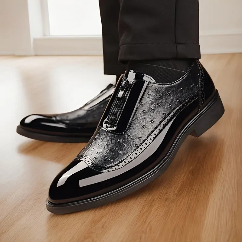 Ostrich-Texture Leather Shoes