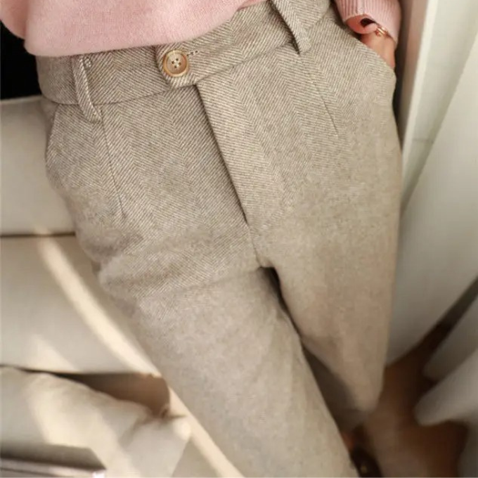 Herringbone Wool Trousers