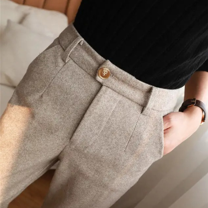 Herringbone Wool Trousers