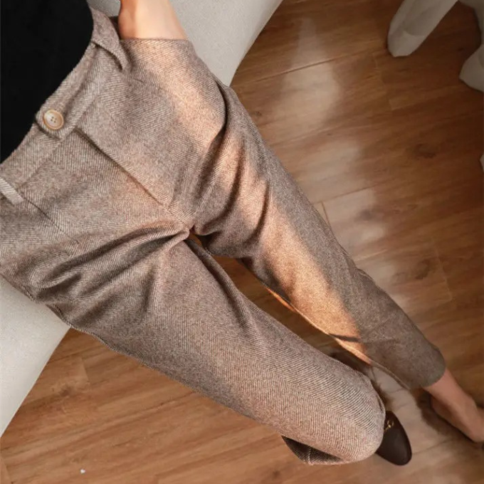 Herringbone Wool Trousers