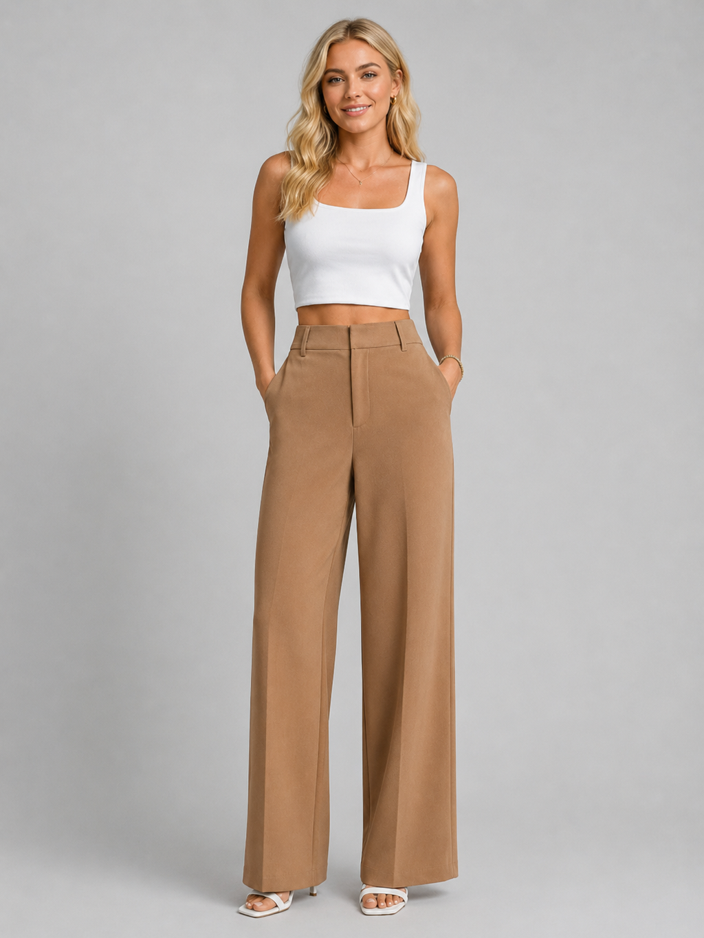 High-Waisted Wide-Leg Trousers