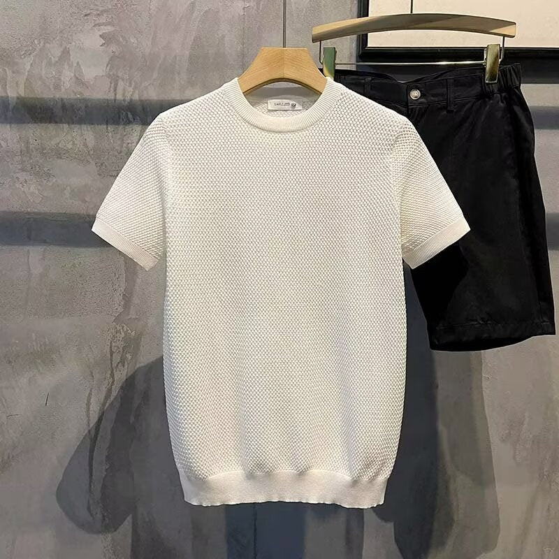 Textured Cotton Crewneck