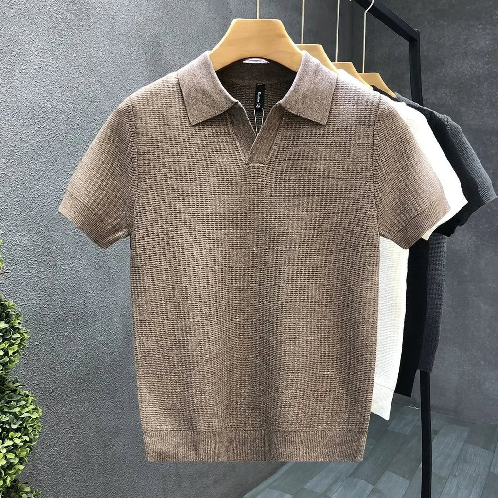 Open-Collar Knit Polo