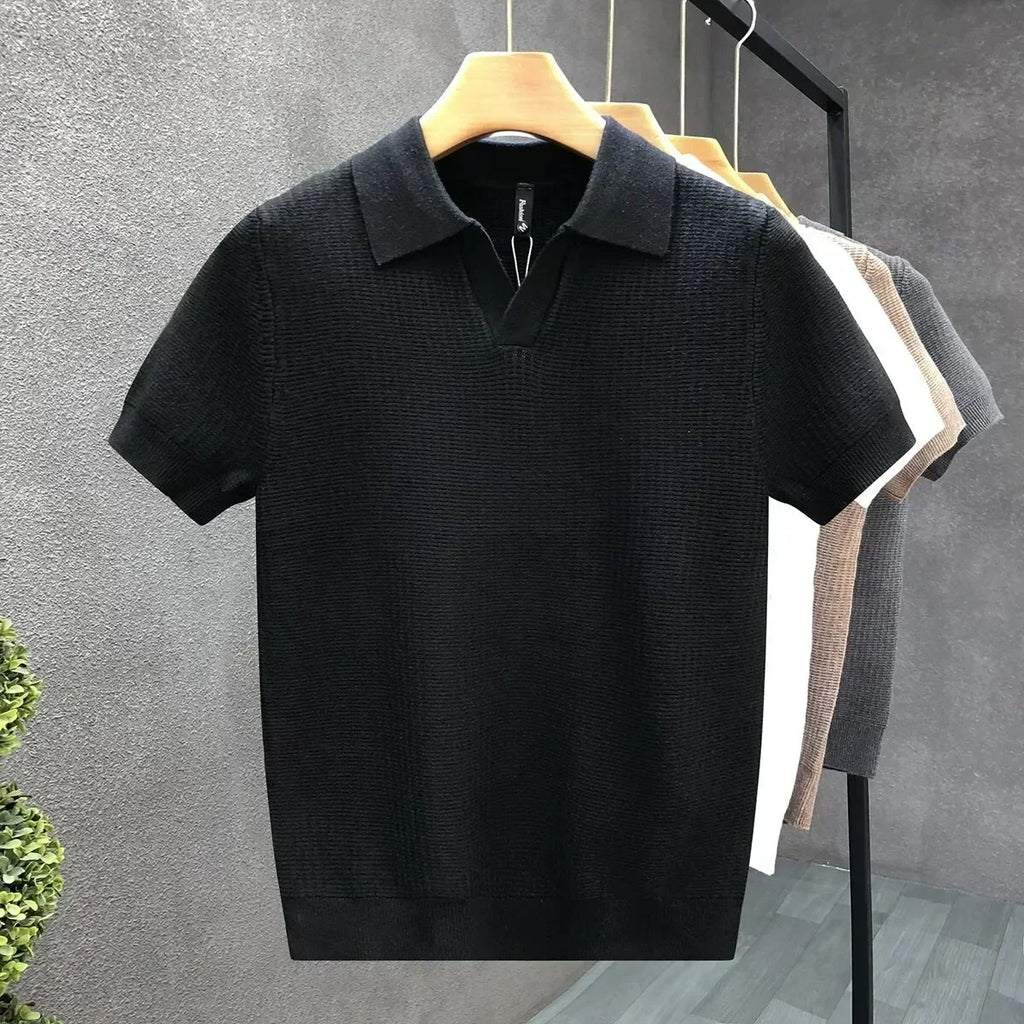 Open-Collar Knit Polo