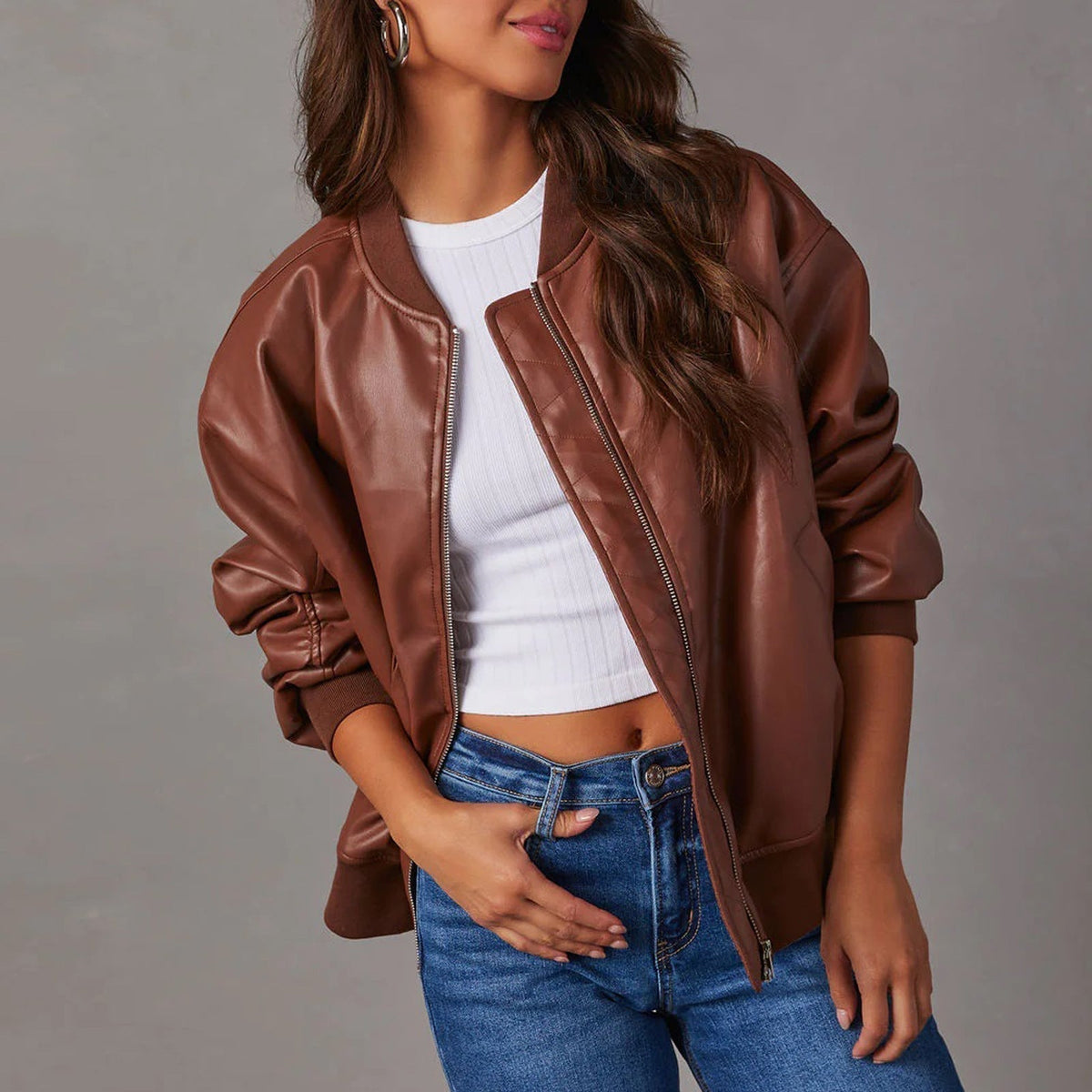 Leather Bomber Jacket