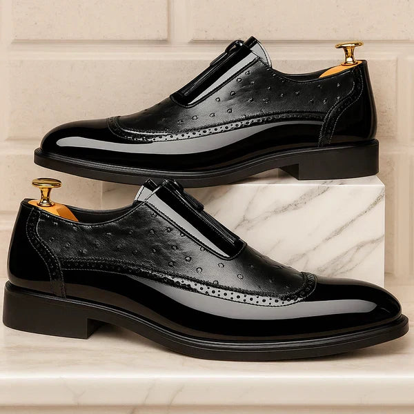 Ostrich-Texture Leather Shoes