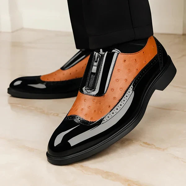 Ostrich-Texture Leather Shoes