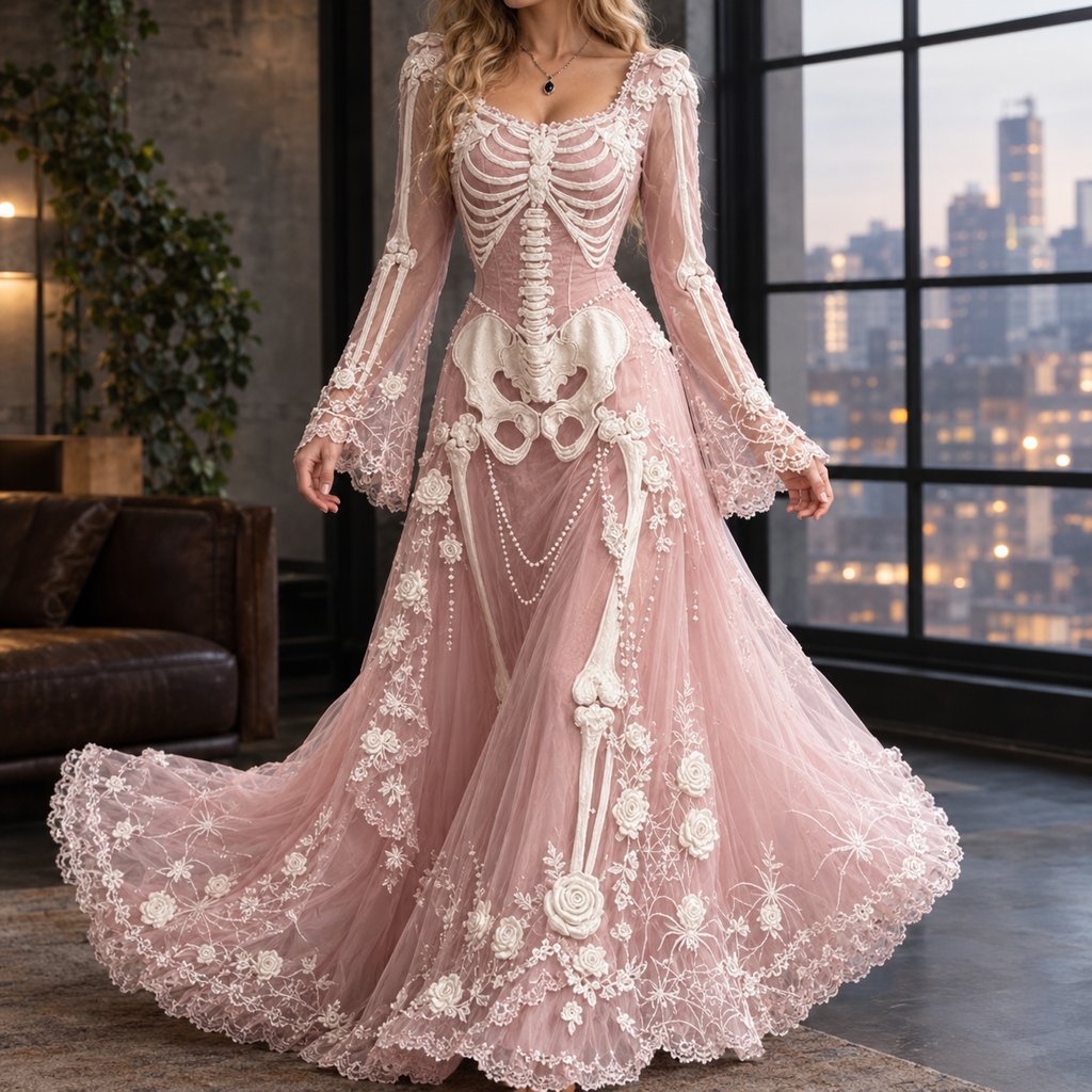 Embellished Skeleton Maxi Dress