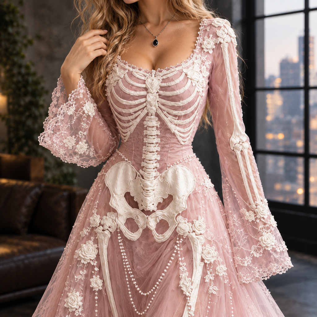 Embellished Skeleton Maxi Dress