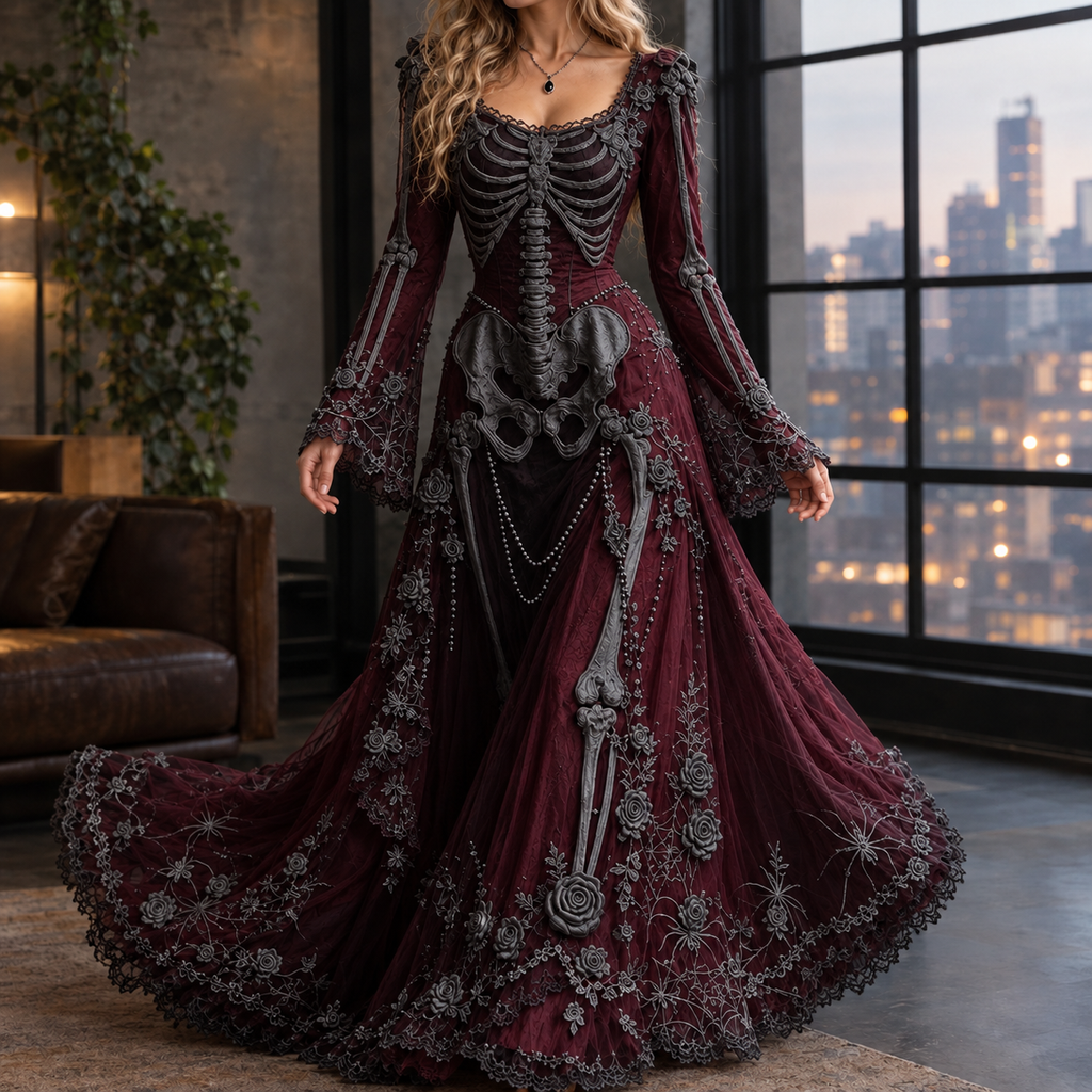 Embellished Skeleton Maxi Dress