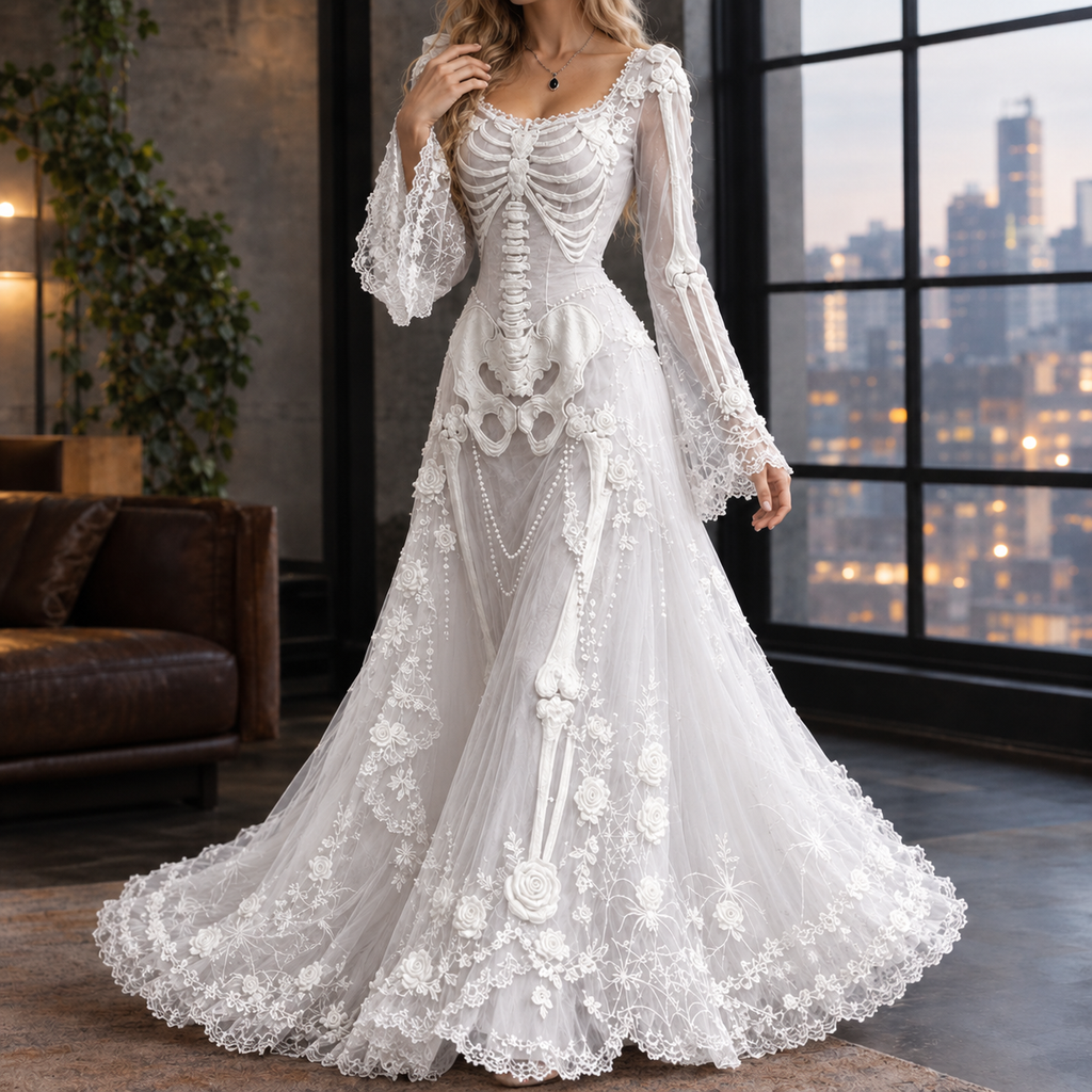 Embellished Skeleton Maxi Dress