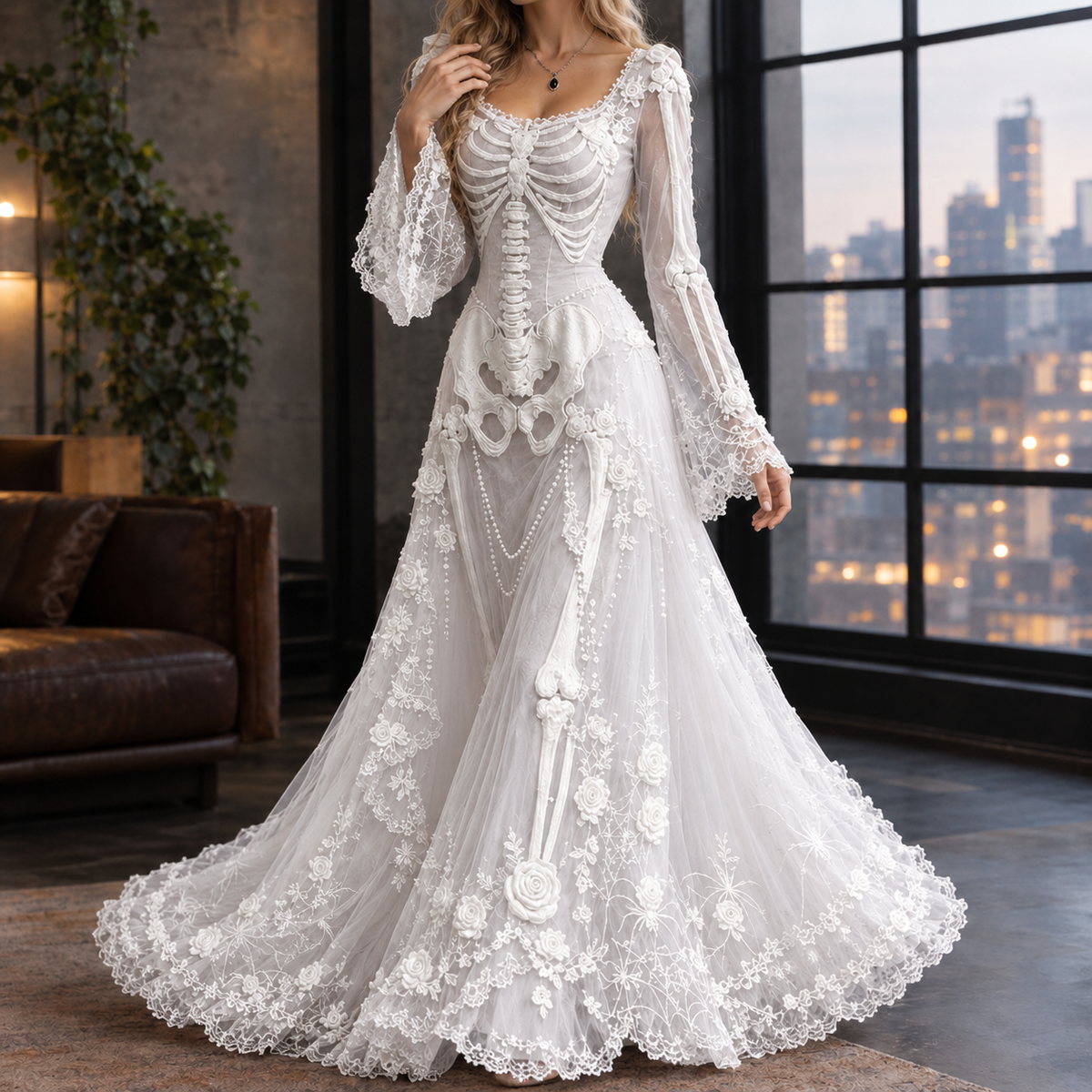 Embellished Skeleton Maxi Dress