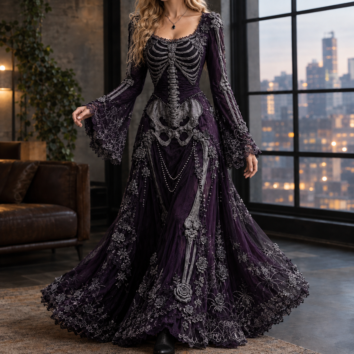Embellished Skeleton Maxi Dress