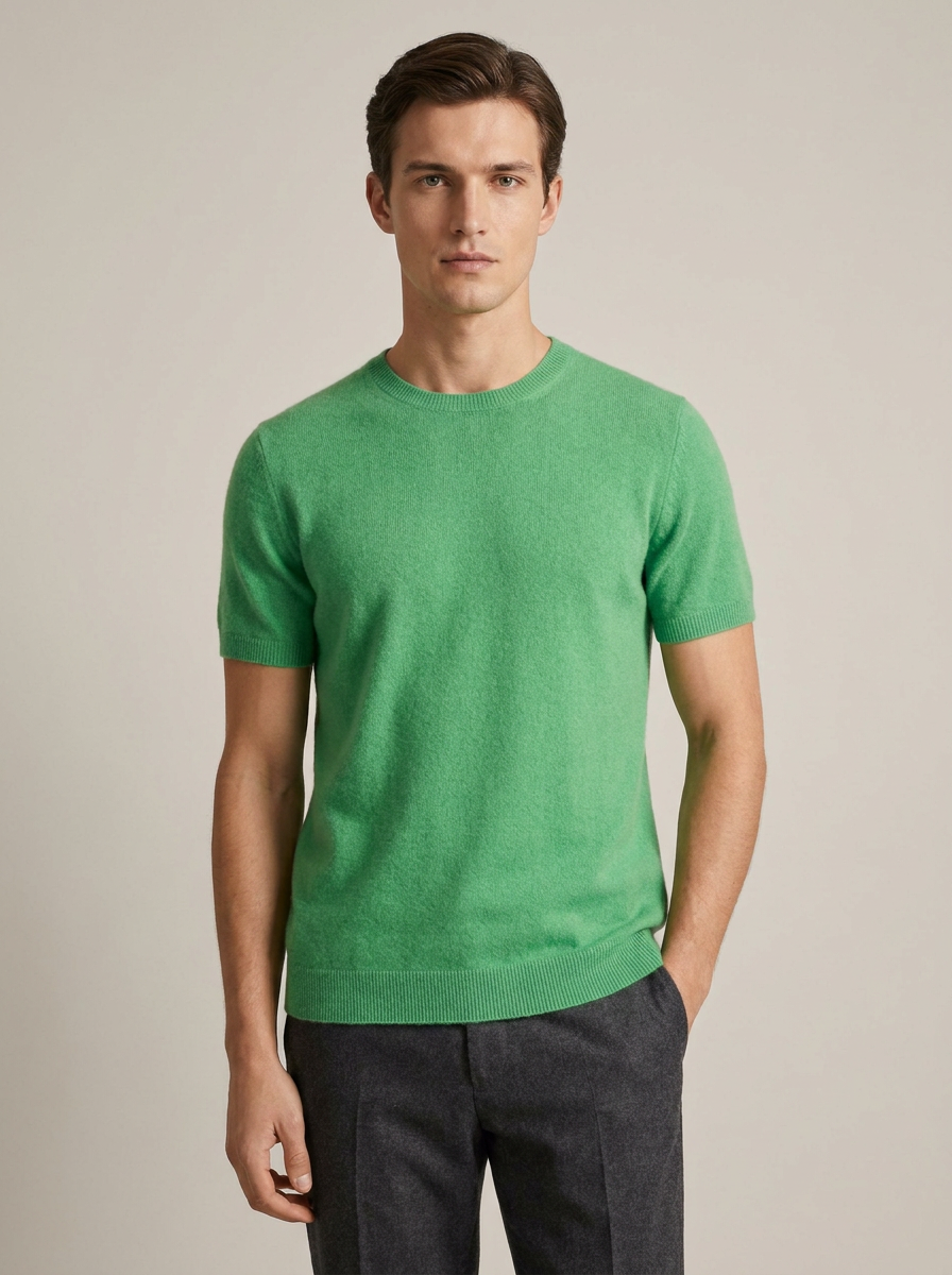 Men's Cashmere T-Shirt in Green