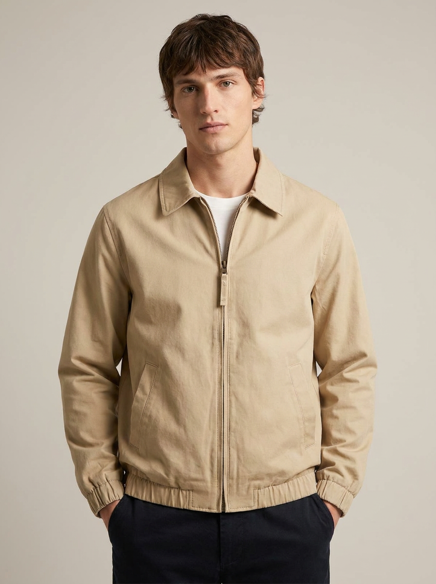 Men's Cotton Harrington Jacket in Beige