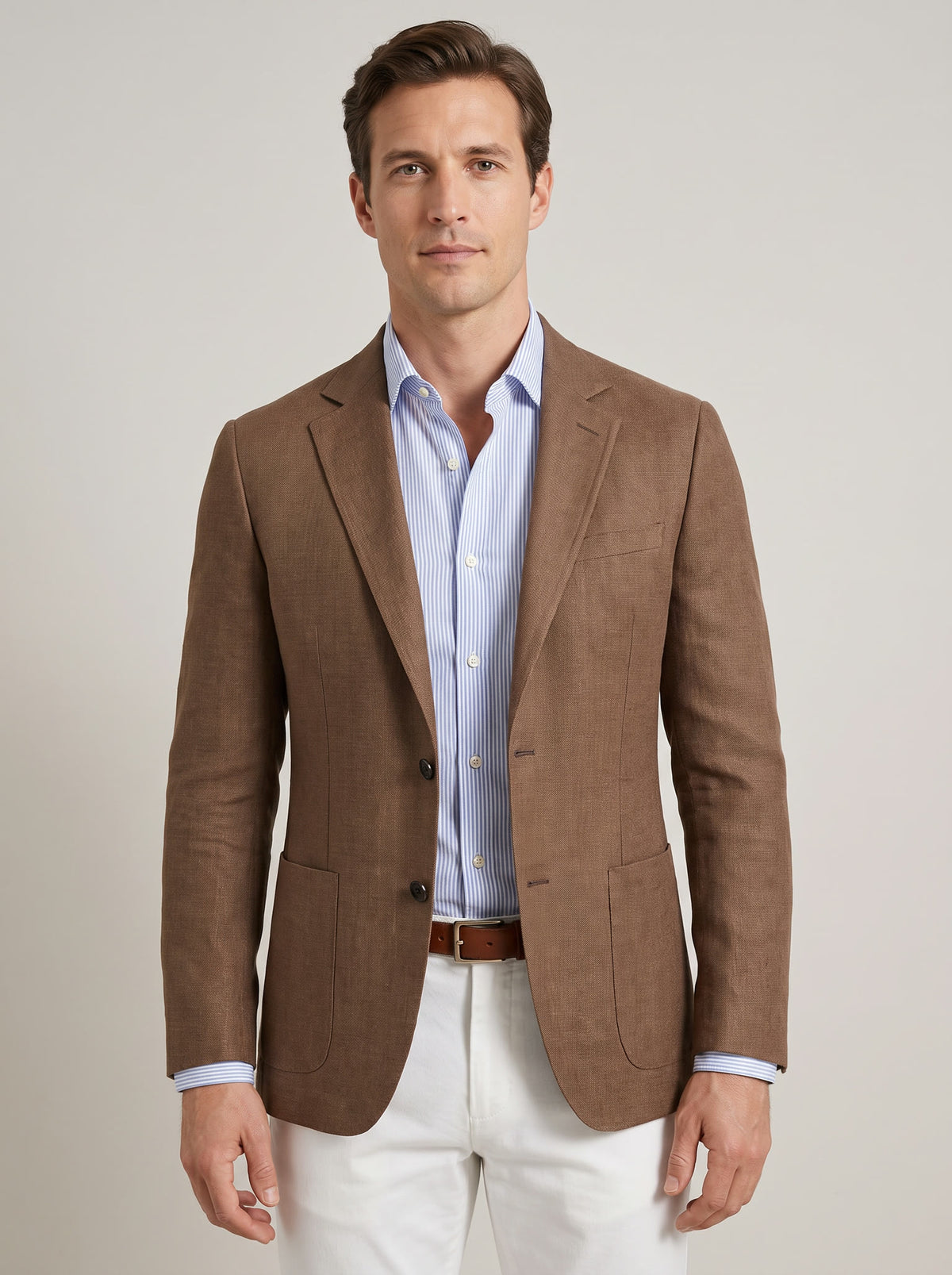 Men's Knitted Unstructured Blazer in Brown