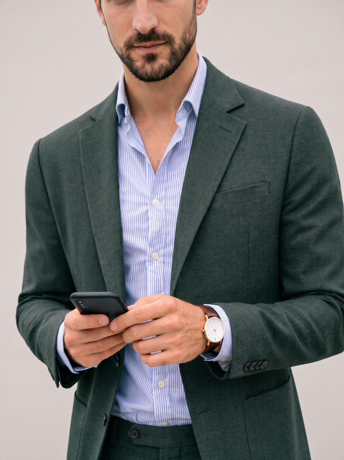 Men's Knitted Unstructured Blazer in Green