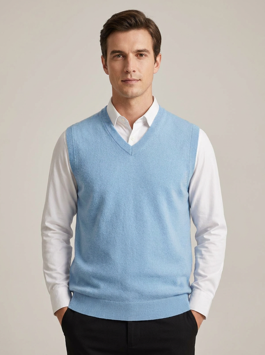 Men's Merino Sweater Vest in Blue