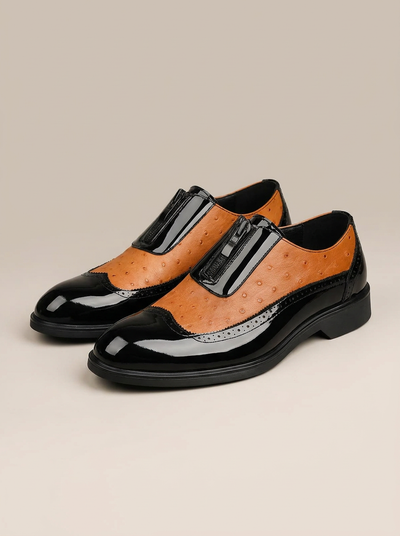 Ostrich-Texture Leather Shoes