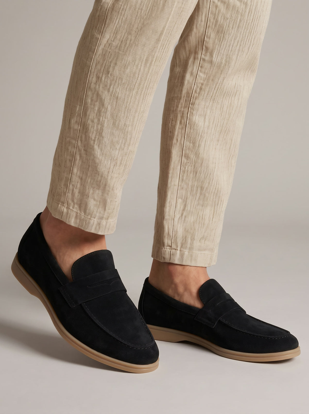 Men's Suede Penny Loafers in Black