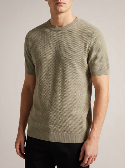 Textured Cotton Crewneck