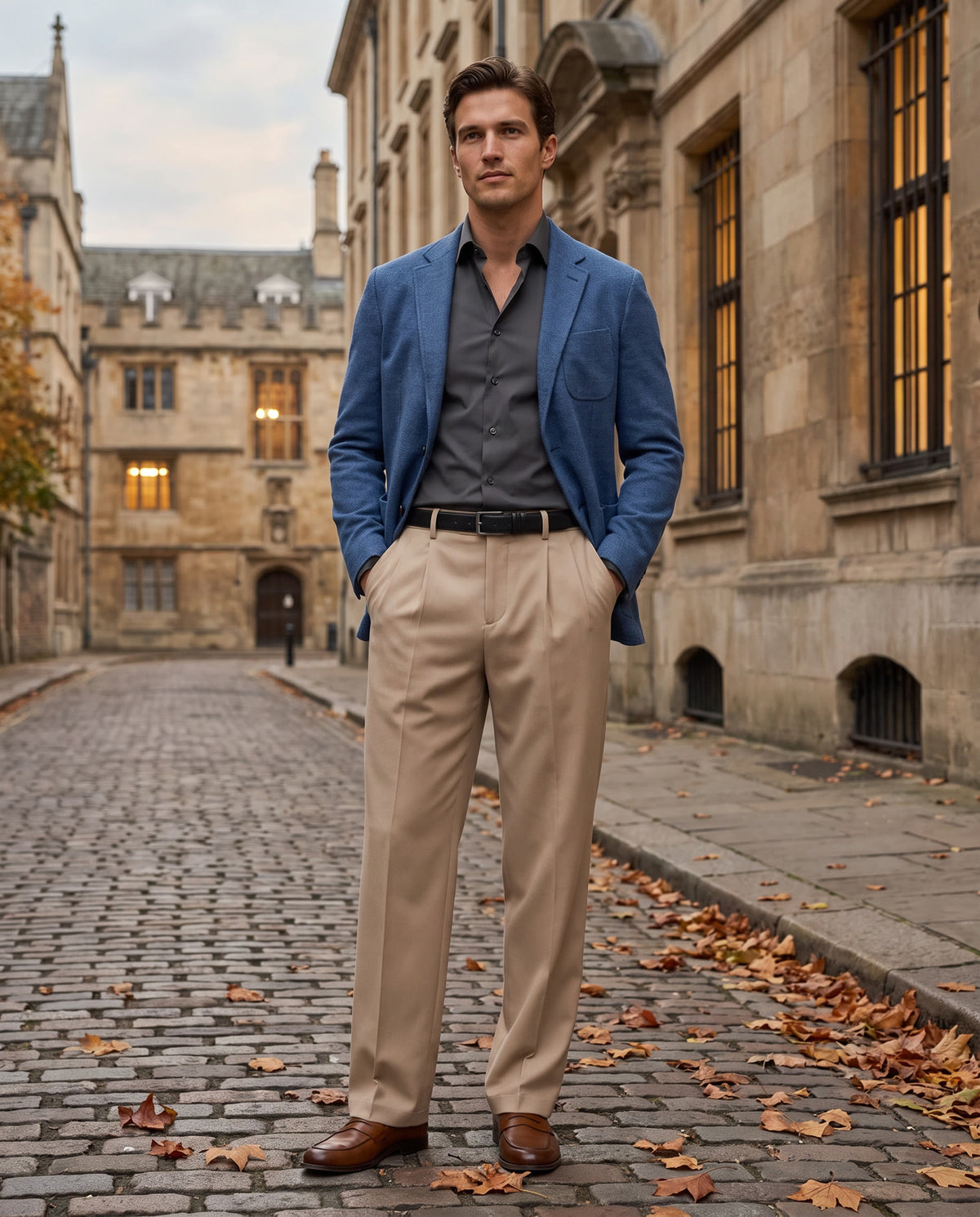 Smart knit tailoring: Knitted Unstructured Blazer, Slim Fit Dress Shirt, Straight-Leg Tailored Trousers