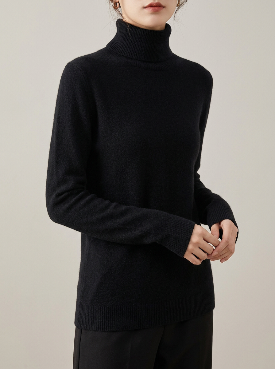 Women's Cashmere-Blend Turtleneck in Black