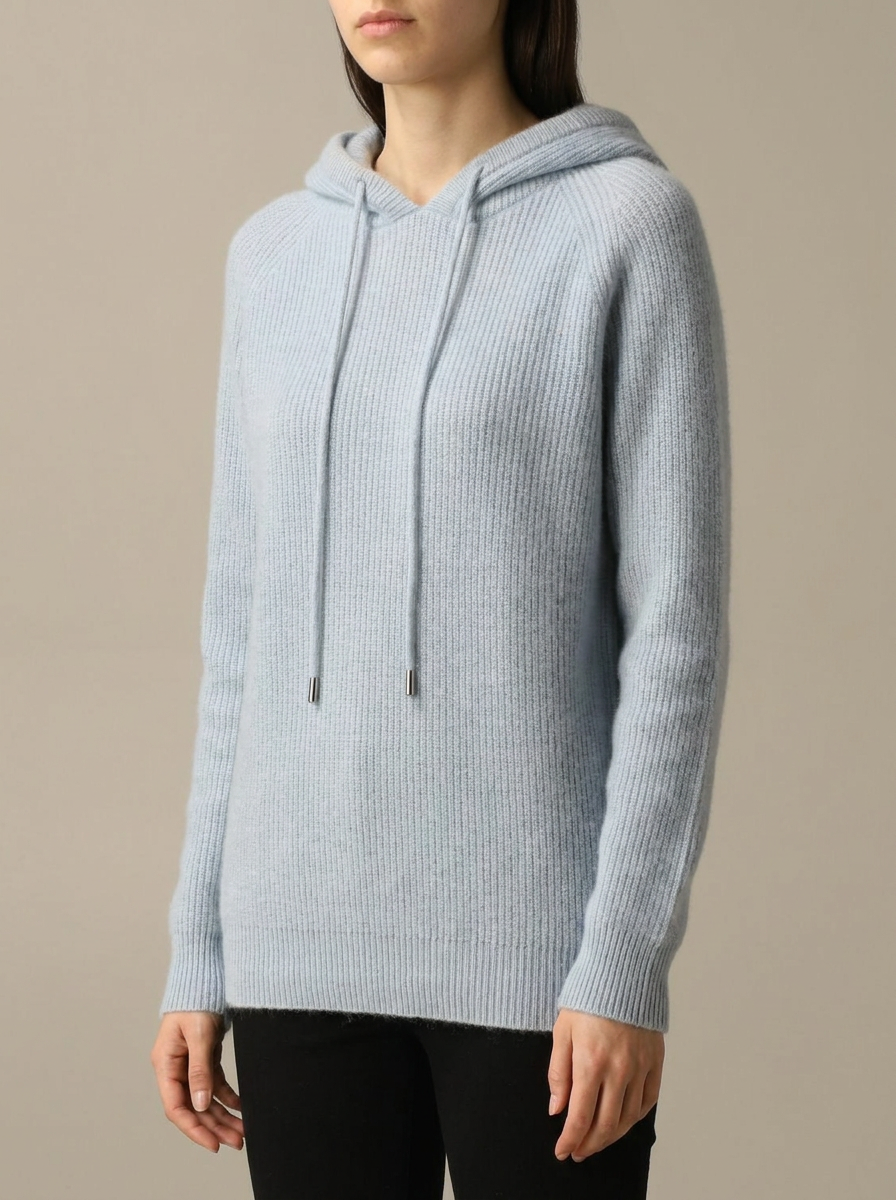Women's Cashmere-Touch Hoodie in Blue