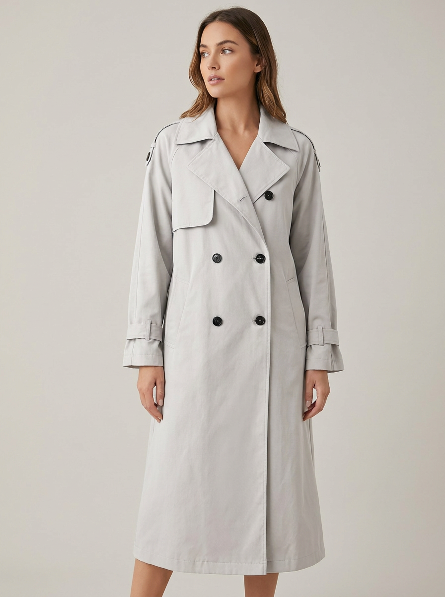 Women's Long Trench Coat in Black