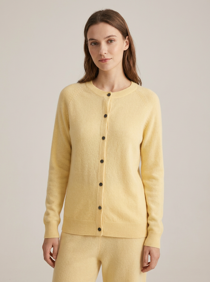 Women's Merino Cardigan in Yellow