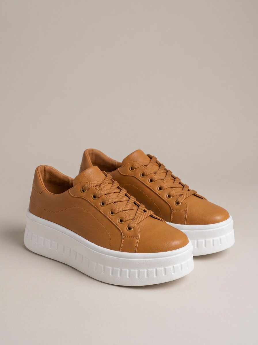 Women's Platform Comfort Sneakers in Brown