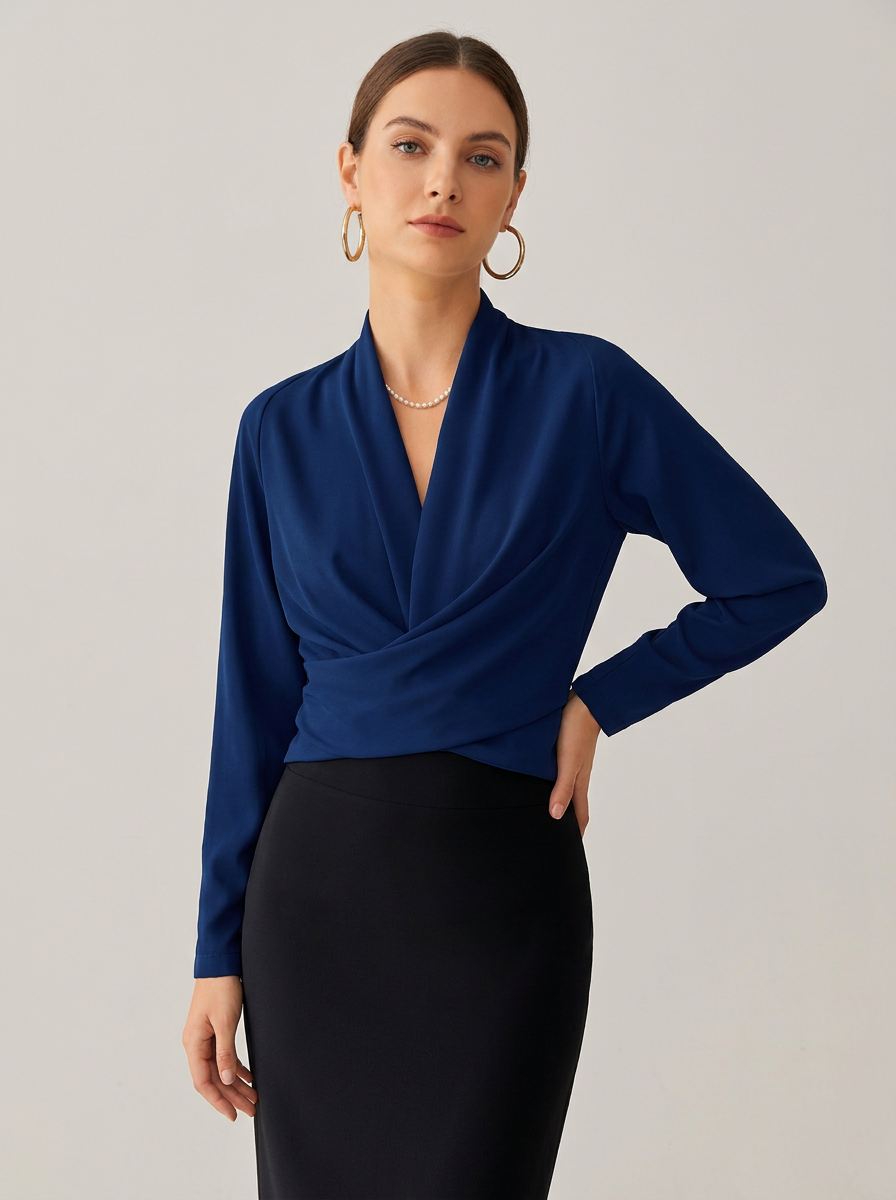 Women's Satin Blouse in Blue