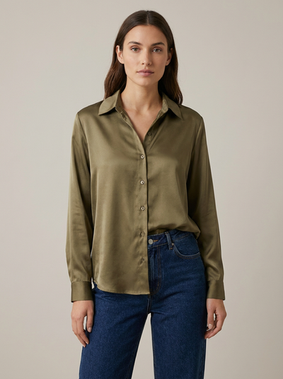 Silk Button-Front Shirt