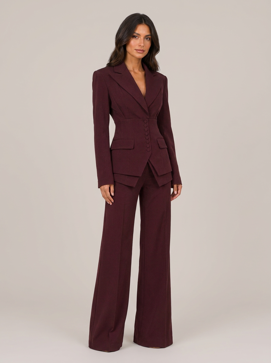 Women's Women's Tailored Two-Piece Suit in Burgundy