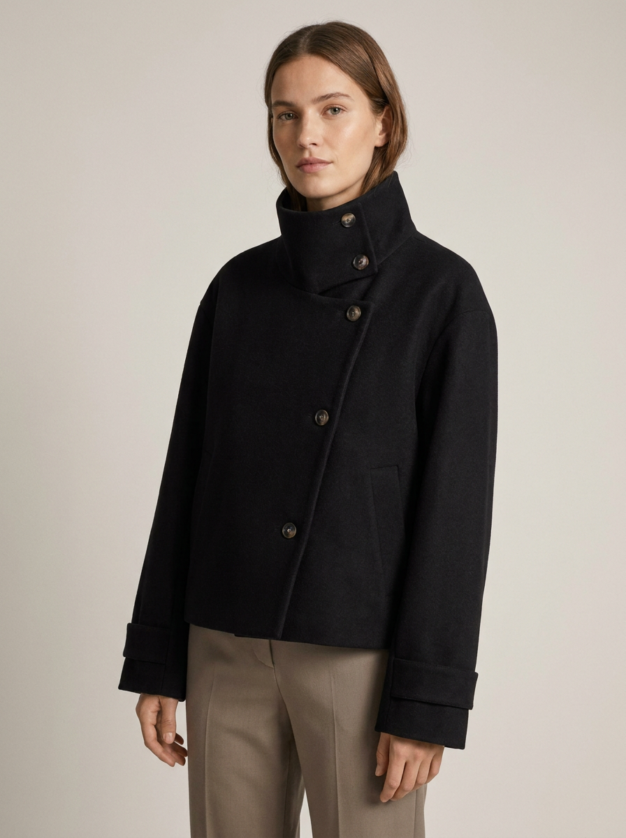 Women's Wool Tailored Jacket in Black